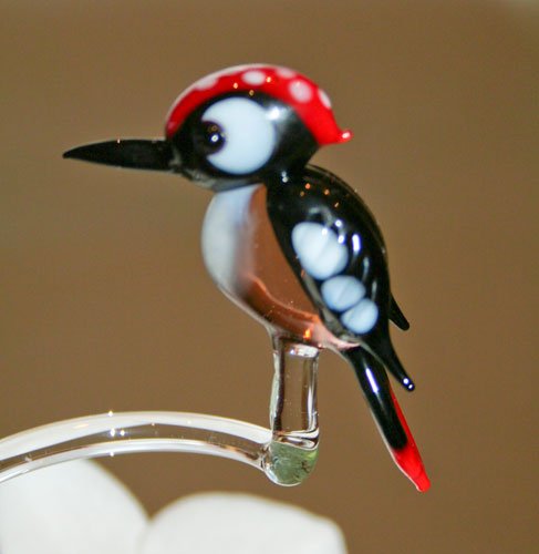 Lauschaer Glaskunst Orchid rod woodpecker