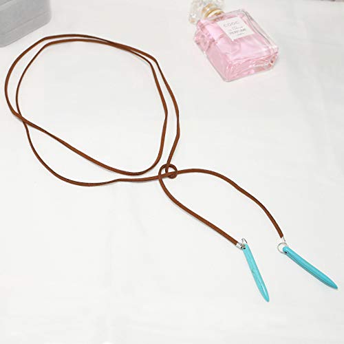 Yienate Choker-Halskette, aus Samt, Gothic-Stil, türkiser Anhänger, Boho-Halskette, Schmuck für Frauen und Mädchen, Braun