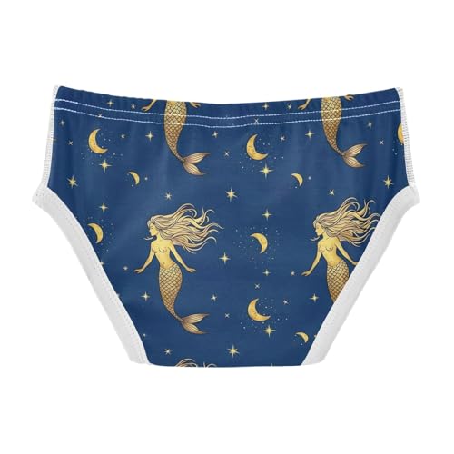 CHIFIGNO Boy Cotton Briefs Printed Underwear Breathable Brief Underwear for Little Boys, Golden Mermaids Blue2