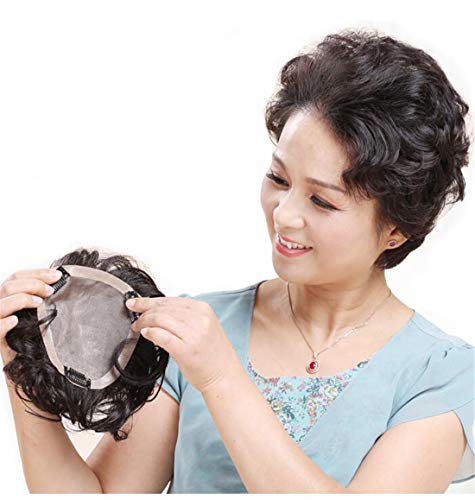 Topper cheveux naturels ondulés avec frange effilée postiche femme