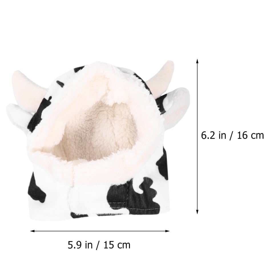 Sombrero de vaca para perro, disfraz de peluche blanco miniatura 3