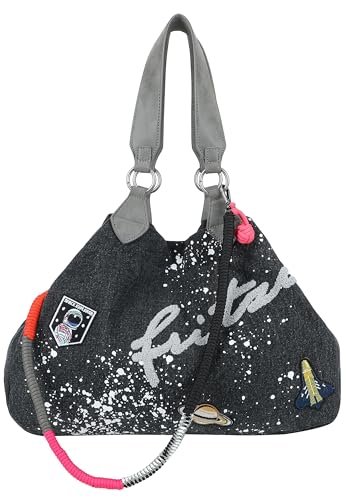 Sac épaule noir Fritzi Izzy Medium Limited en coton 36x40cm
