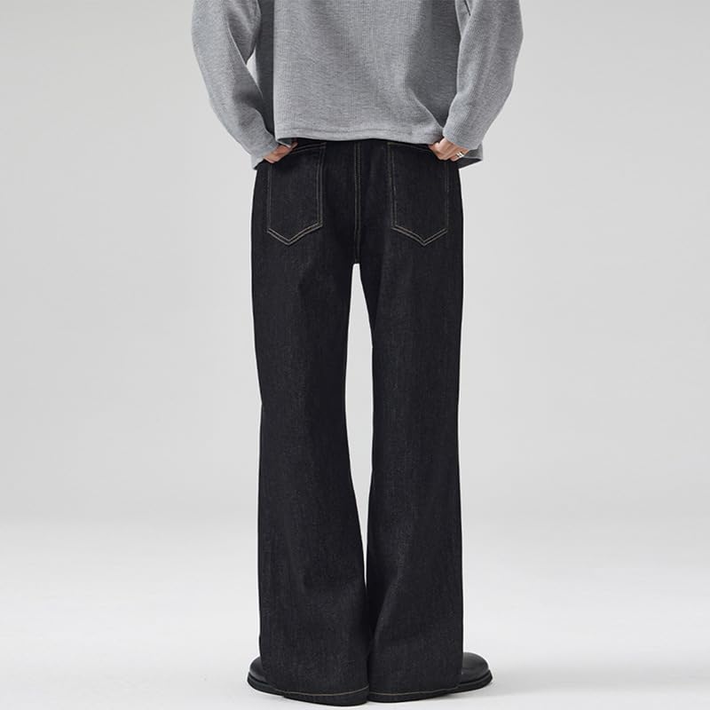 Men's Denim Pants Spring Black A-Line Straight Leg Jeans4