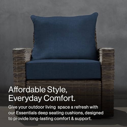 Honeycomb Essentials Outdoor Deep Seating Cushion, 24” x 24”, Hampton Texture Navy Patio Chair Cushion