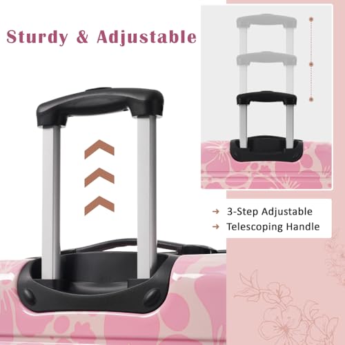 Lightweight Hardshell Luggage Sets 3 pcs 20 24 28 Inch TSA Lock Spinner Suitcases for Air Travel (Pink + ABS+PC)4