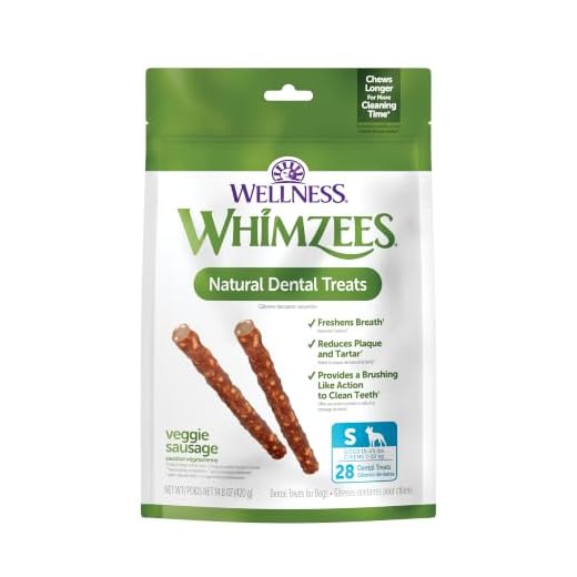 WHIMZEES Wellness Veggie Sausage Dog Dental Treats, Small Size Stick, (28 Count)