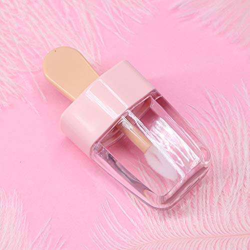 ruiruiNIE 3,2x6,8 cm Süßes EIS Form Mini Lipgloss Tube Leere Lippenbalsam Behälter Mit Rosa Deckel Gummieinsätze Lippenstift Probenspender Flasche