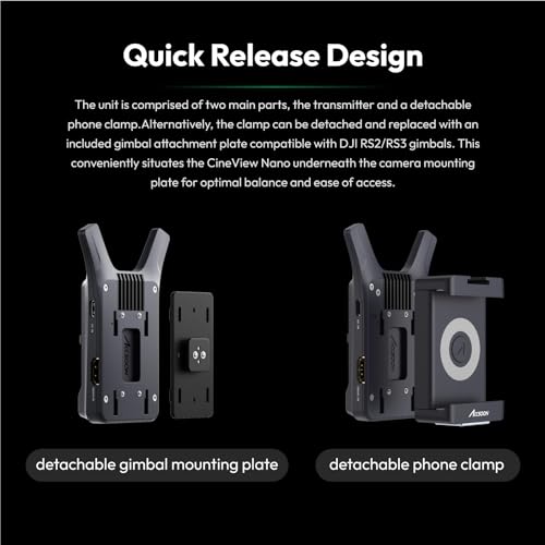 Accsoon CineView Nano Wireless Video Transmitter，5G HDMI 1080p Wireless Video Transmission System，60fps ≤0.06s Latency 500ft Range，1TX to 4RX，App Control, for DSLR, RS2/RS3/RS3 Pro/Camera Stabilizer - Thumbnail 2