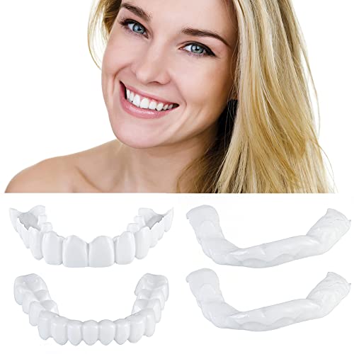 2PCS Veneers Teeth for Women and Men, Denture Teeth Temporary Fake Teeth Snap On Veneers, Dental Veneers for Temporary Teeth Restoration, Protect Your Teeth