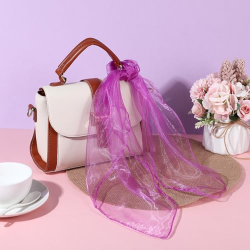 12 Pcs 50s Retro Chiffon Sheer Square Neck Head Scarf for Women Lightweight 12 Colors Juggling Dance Scarf 23.6 Inches Solid Color Bandana Ribbon Scarves 1950's Plain Handkerchief for Women Girls4