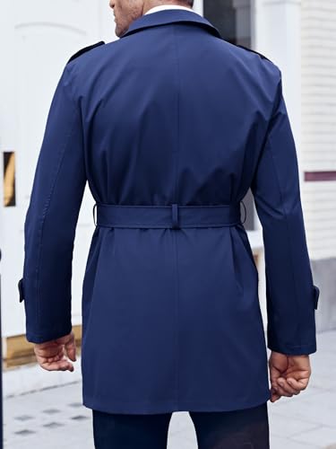 Image of Makkrom Men's Trench Coat Double Breasted Lapel Windbreaker Long Jacket