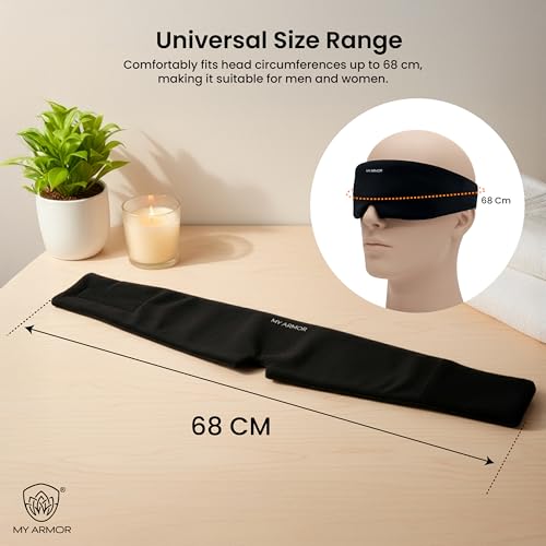 Image of MY ARMOR Premium Eye Mask for Sleeping | Super Soft & Lightweight Sleep Mask with Adjustable Strap | Comfortable for Men & Women | Ideal for Travel, Nap & Meditation (Black)