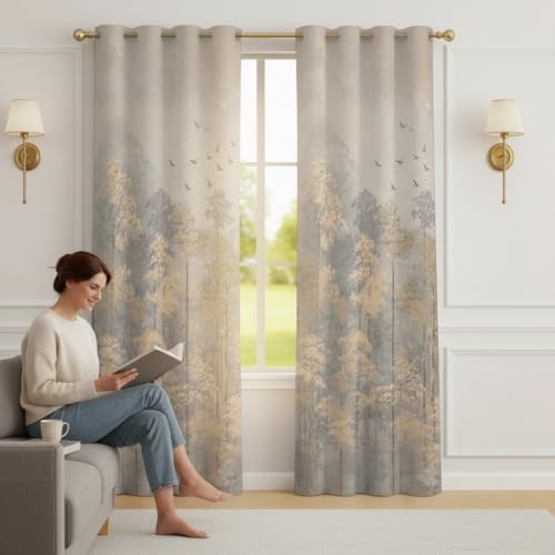 Image of STITCHNEST 'Florea Series' Premium Satin Room Darkening Curtains 7 Feet Long Set of 1 | Door Curtain 7 x 4 Feet | Blocks 70-80% Light | Ideal for Bedroom, Living Room & Home Decor