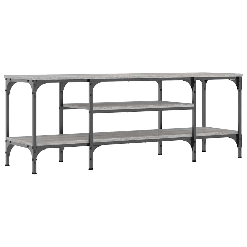 Mobile Porta TV da Salotto Grigio Sonoma 121x35x45 cm | Mobiletto basso da soggiorno con ripiani a giorno per console, stabile struttura in metallo e legno multistrato.