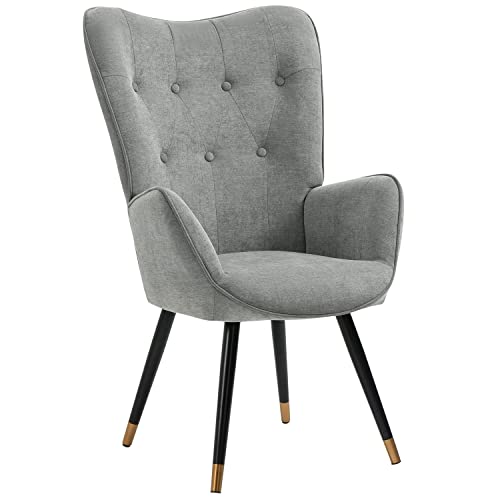 FURNISH 1 Fauteuil scandinave Chaise accoudoirs rembourés et des Pieds en métal Noir et Or