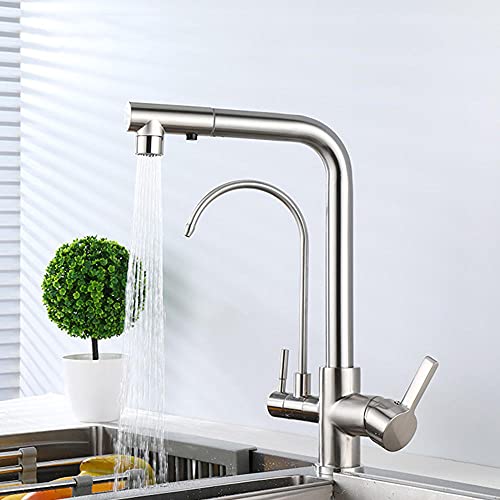 Robinet de cuisine 3 en 1 mitigeur évier douchette eau boisson