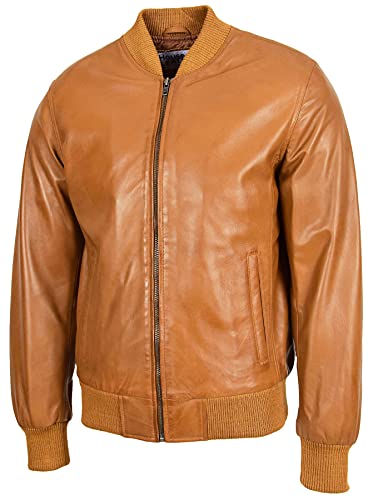 Mens Real Leather Bomber Jacket MA-1 Varsity Style Ryan4