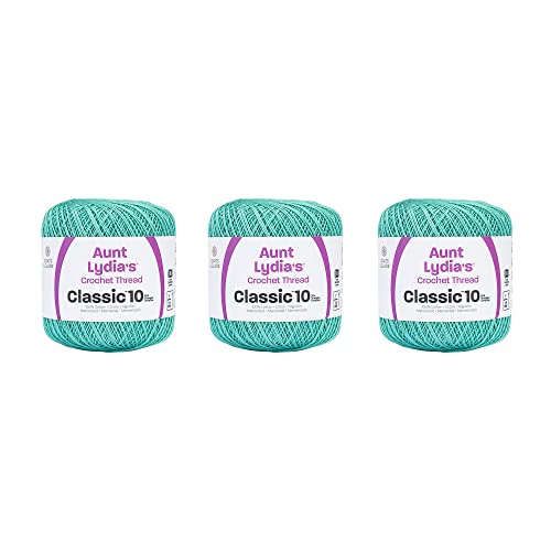 Image of Aunt Lydia's Classic 10 Cotton Crochet Thread, Aqua, 3-Pack