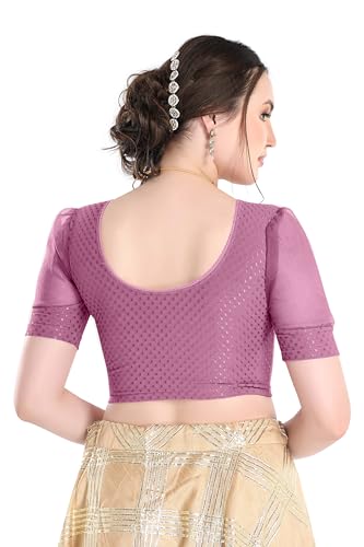 Image of FINESTFIT Stay On Trend Fashion 100% Cotton Readymade Blouses for Women,Round Neckline with Organza Balloon Sleeves.