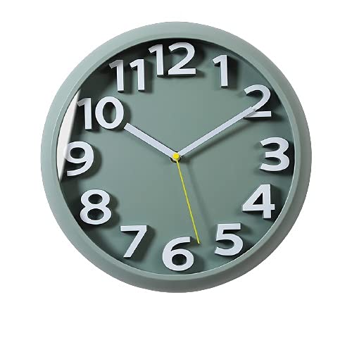 fhda Wall Clock,Silent No Ticking Sound,12-inch Blue Small,Modern Simple,Battery-Powered,Suitable Compatible with Bedroom,Office, Family Porch (Color : Dark Green)