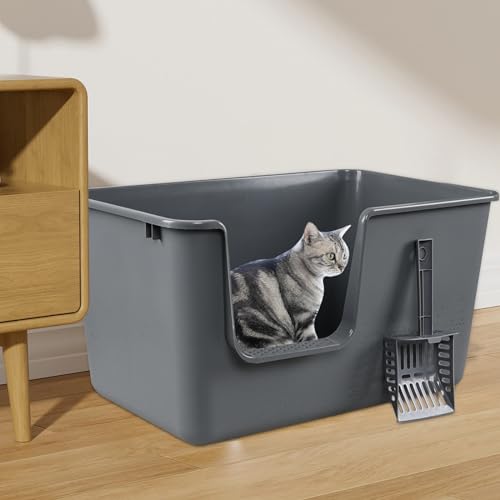 4 piezas arenero para gato grande con pala, gris miniatura 6