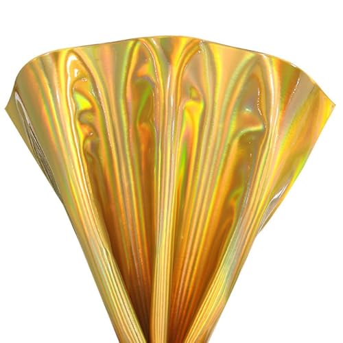 1 pieza 30 x 135 cm láser tela de PU espejo láser tela de cuero sintético telas decorativas ropa artesanal ropa para bricolaje artesanía tocado decoración de ropa decoración del hogar, oro