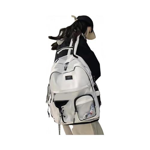 [Enfsdtyec] 通学 リュック 韓国 大容量 リュック レディース リュックサック メンズ バックパック ジュアルバッグリュック 学生 女子 かわいい 男女兼用 軽量 おしゃれ (白)