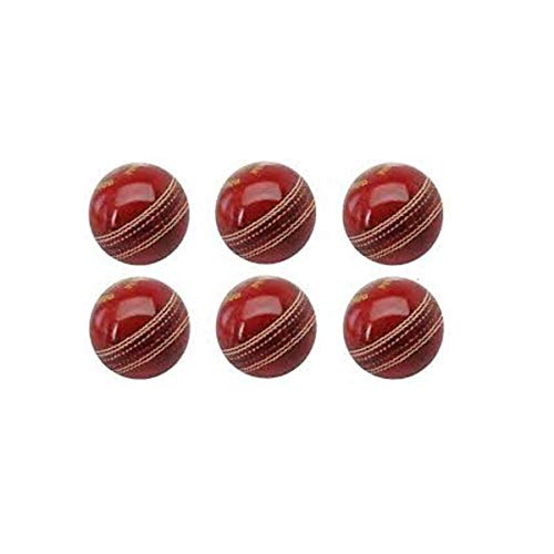 Leather Cricket Ball 4 Cut, Set of 6 (Red) Standard Size Twenty 20 Cricket Balls for Training/Indoor/Outdoor Practice