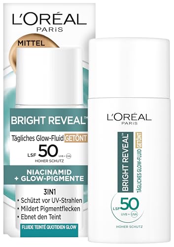 L'Oréal UV Teinté Quotidienne Lueur Fluide UV SPF 50 Niacinamide + Pigments Glow Moyen Bright Reveal 1 x 50 ml