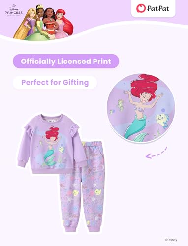 Image of Disney Frozen Toddler Girl Outfits Long Sleeve Shirt and Pocket Pant Clothing Sets Fall Casual Pullover Dailywear