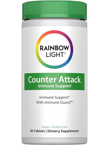 Rainbow Light Counter Attack Immune Support, Dietary Supplement Provides Immune Support, With Vitamin C, Zinc and 3 Targeted Herbal Blends, Vegan and Gluten Free, 90 Count