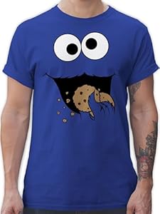 T-Shirt Herren - Karneval & Fasching - Keks Monster I Krümelmonster I Cookie Monster Fastnacht I Fasnacht I Fasnet - XL - Royalblau - Partner Look Family faschingsshirt Faschings Auge
