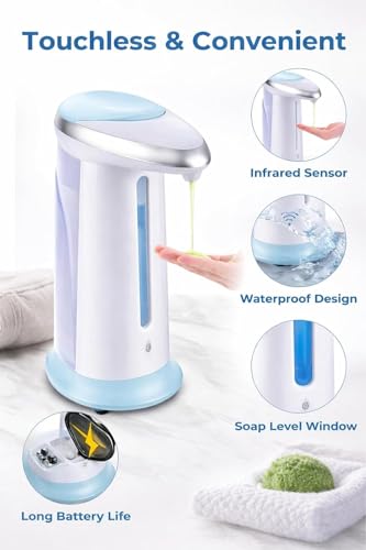 Image of Automatic Soap Dispenser for Bathroom & Kitchen, Infrared Sensor Touchless Liquid Soap Dispenser, Leakproof Hands-Free Soap Pump with Easy Refill Transparent Tank for Home, Office & Hotel(A1)