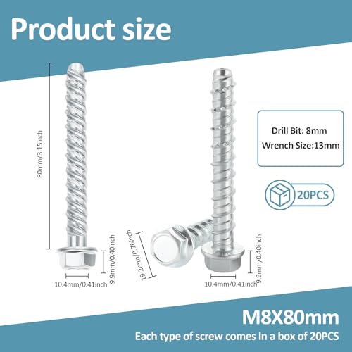 Pernos de anclaje M8 x 80 mm para solucionar fijaciones flojas en paredes de ladrillo y piedra 2