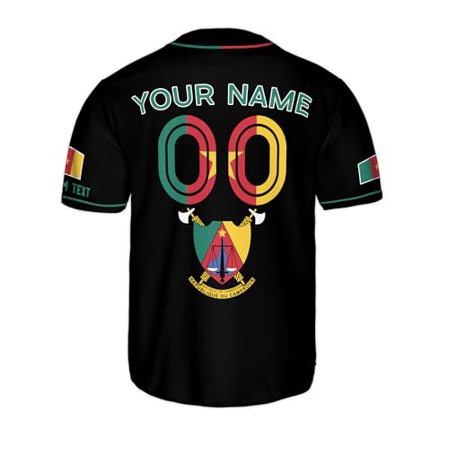 Camiseta de béisbol personalizada de Camerún para hombre, camiseta de Camerún para hombre, fútbol de Camerún, camiseta de béisbol de Camerún miniatura 6