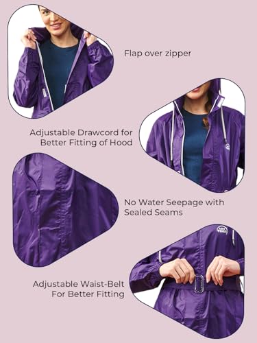 Image of LUX VENUS Solid Long Raincoat for Women