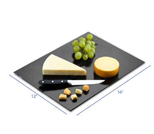 Tempered Black Glass Cutting Board – Long Lasting Black Ink Glass – Scratch Resistant, Heat Resistant, Shatter Resistant, Dishwasher Safe. (Large 12X16") #TOP1