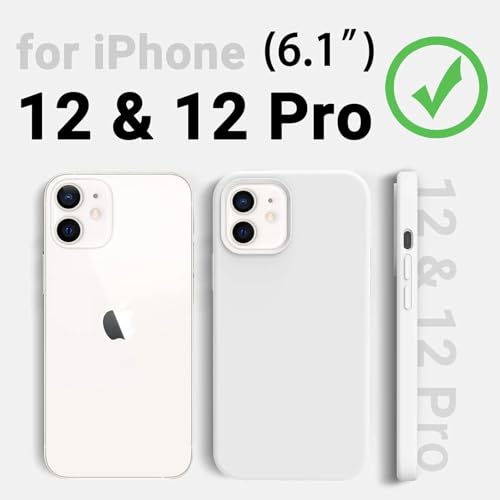 Image of Premium Liquid Silicone Case for iPhone 12 & 12 Pro - Slim Full Body Protective Back Cover with Soft Microfiber Lining, Anti-Slip Grip Scratch Resistant Phone Case(White)