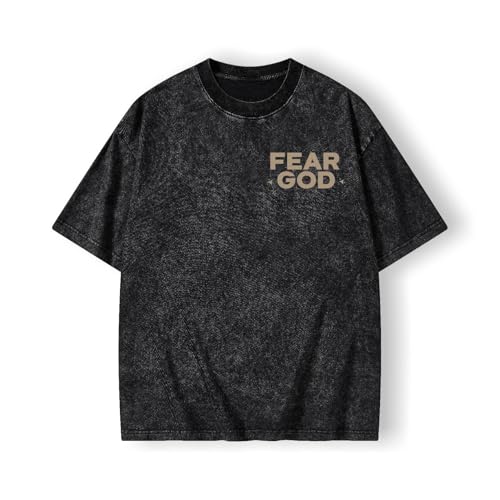 Graphic Tees Summer Women Men Cotton Novelty Oversized Crew Fear God in Bible Christian Washed T-Shirt2