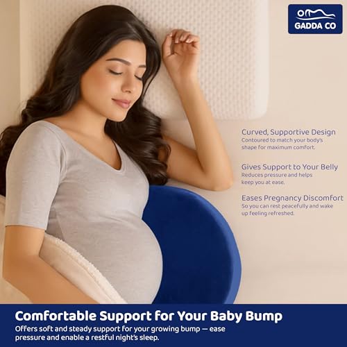 Image of GADDA CO Pregnancy Support Pillow for Pregnant Women | Memory Foam Maternity Wedge Pillow for Belly, Back & Hip Pain Relief | Comfortable Side Sleeper Cushion for Pregnancy | Navy Blue