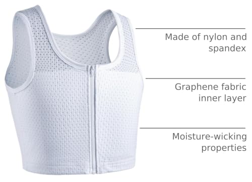 Image of XUJI Chest Binder FTM Transgender Zip Up Binder Breathable Breast Cool Fabric Tank Top