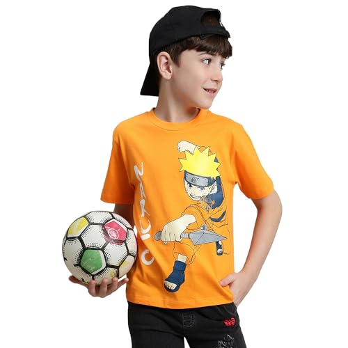 Image of Kidsville Official Naruto Anime Boys Half Sleeves Round Neck Graphic Character Printed Regular Fit Pure Breathable Cotton Fabric Tshirt