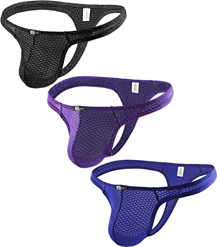 iKingsky Men's Sexy Bulge Thong Low Rise Stretch Underwear Breathable T-back Under Panties for Men