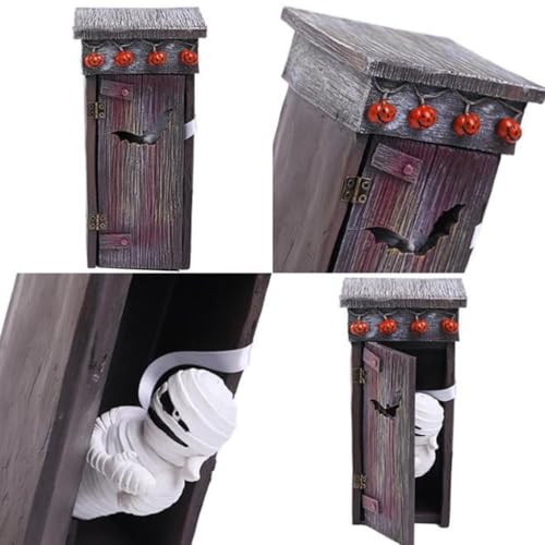 Escultura de decoração animada de múmia, ornamento de Halloween, estátua de múmia para banheiro exte