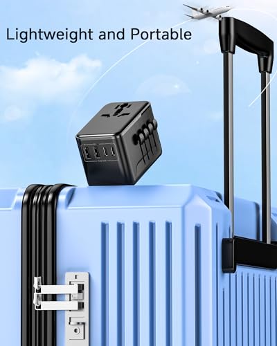 Image of Universal Travel Adapter for India, 6-in-1 Multi Plug with Indian 3-Pin | 2 USB-C + 2 USB-A + AC Socket | Worldwide Travel Charger