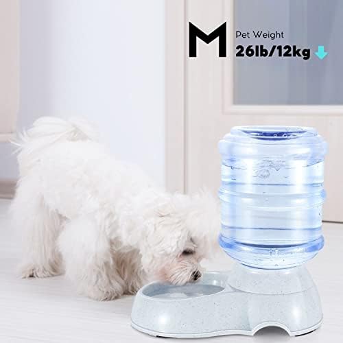 Flexzion Automatic Dog Water Bowl Dispenser For Cat Pet Animal (1 Gallon Dispener Water Jug) - Gravity Feeder Auto Replenish Waterer Drinking Bowl Fountain Bottle Dish Stand