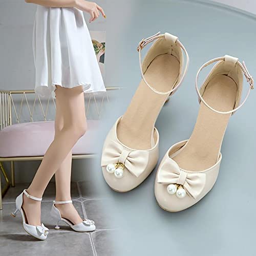 Big Kids Girl Summer Sandals Heel Dress Shoes Wedding Closed Toe Bow Tie High Heels Rose for Girls3
