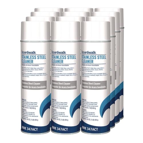 Boardwalk 347ACT Stainless Steel Cleaner & Polish, Lemon, 18oz Aerosol (Case of 12)