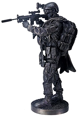 YTC 12.5 Inch Black Navy Seals Figurine Standing with Rifle and Full Gear