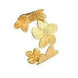 GoPaw Bracelet en Or pour Femme, Bracelet Manchette en Acier Inoxydable Doré pour Femme, Bracelets de Manchette Large Bangle Réglables pou Femmes Bijoux (Or A)